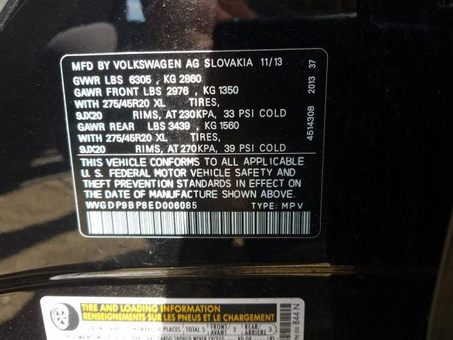 Photo 9 VIN: WVGDP9BP8ED006085 - VOLKSWAGEN TOUAREG 