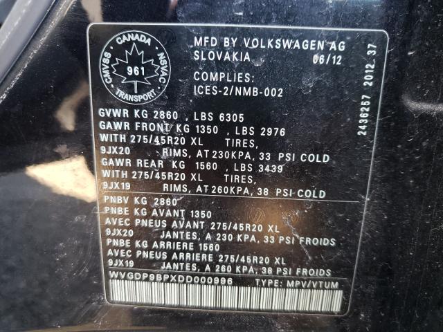 Photo 9 VIN: WVGDP9BPXDD000996 - VOLKSWAGEN TOUAREG 