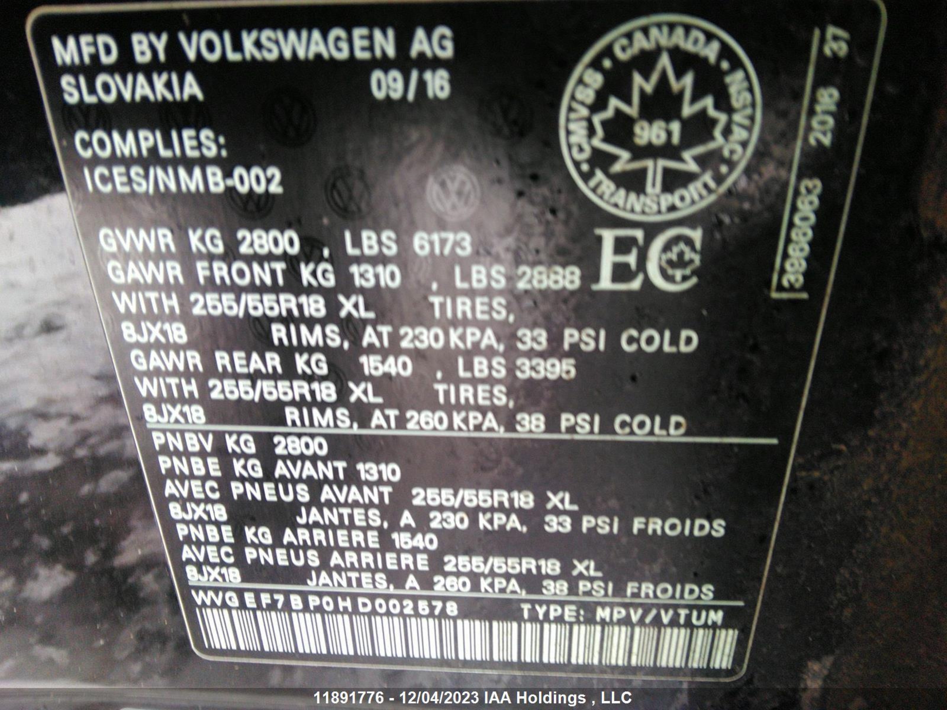 Photo 8 VIN: WVGEF7BP0HD002578 - VOLKSWAGEN TOUAREG 