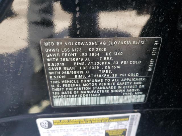 Photo 12 VIN: WVGEF9BP1CD011407 - VOLKSWAGEN TOUAREG V6 