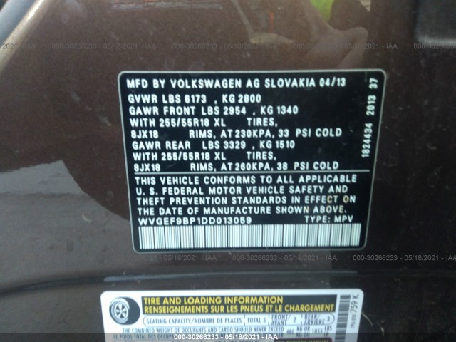 Photo 8 VIN: WVGEF9BP1DD013059 - VOLKSWAGEN TOUAREG 