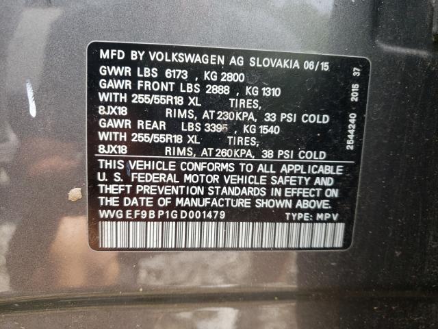 Photo 9 VIN: WVGEF9BP1GD001479 - VOLKSWAGEN TOUAREG SP 