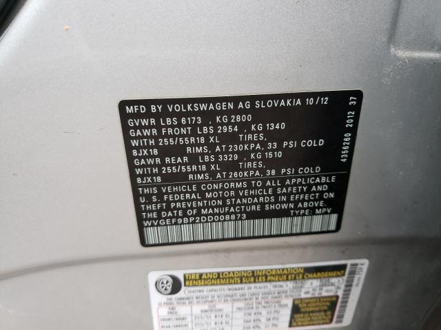 Photo 9 VIN: WVGEF9BP2DD008873 - VOLKSWAGEN TOUAREG V6 