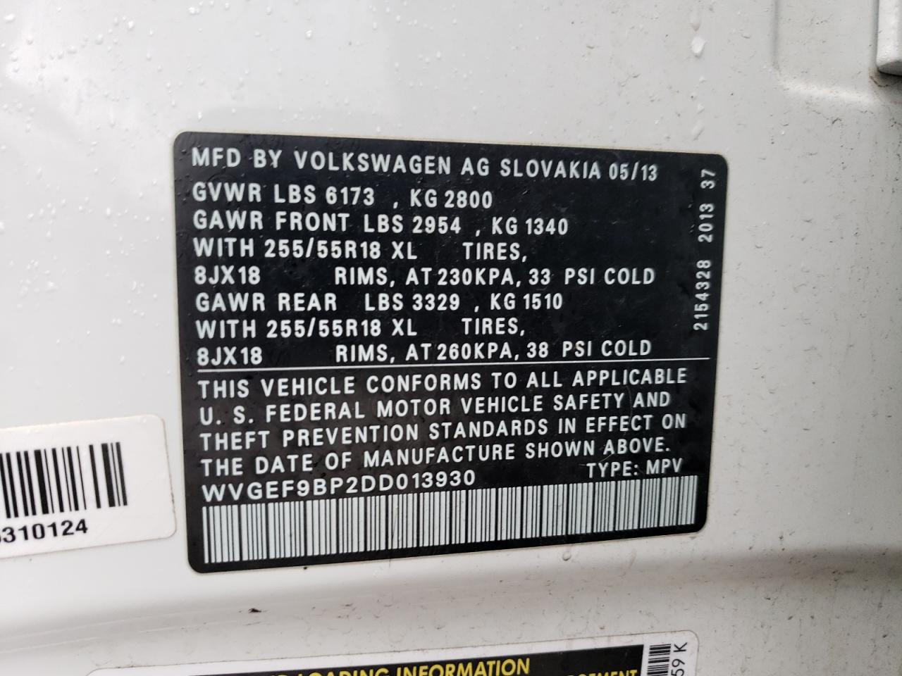 Photo 12 VIN: WVGEF9BP2DD013930 - VOLKSWAGEN TOUAREG 