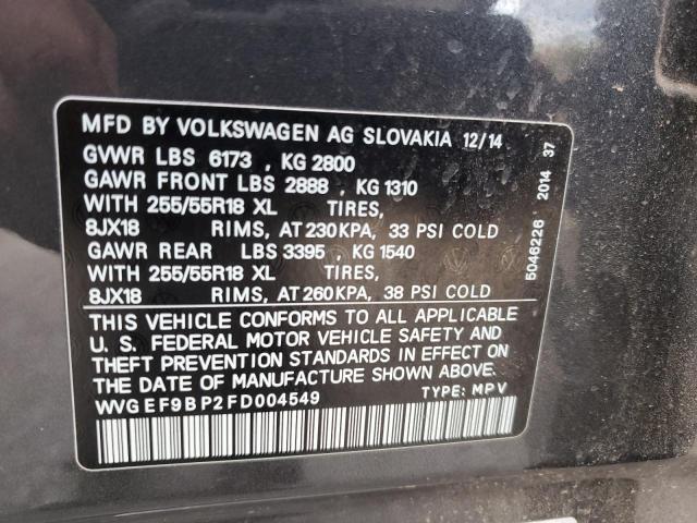 Photo 13 VIN: WVGEF9BP2FD004549 - VOLKSWAGEN TOUAREG V6 