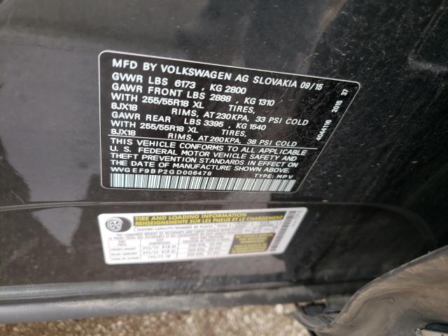 Photo 9 VIN: WVGEF9BP2GD006478 - VOLKSWAGEN TOUAREG 