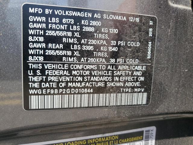 Photo 12 VIN: WVGEF9BP2GD010644 - VOLKSWAGEN TOUAREG SP 