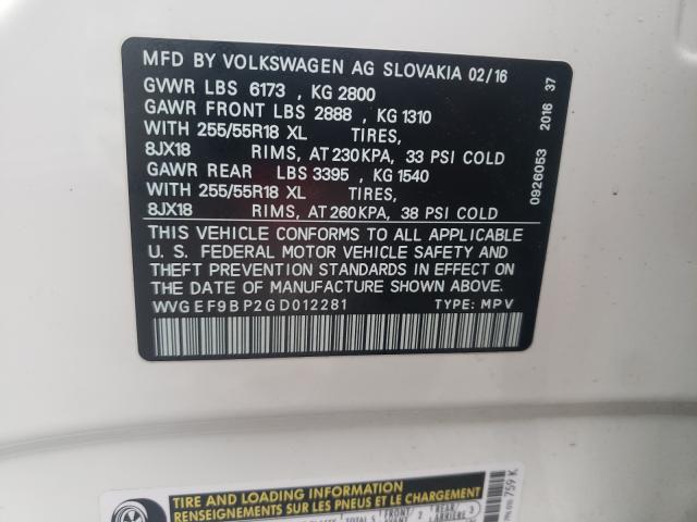 Photo 9 VIN: WVGEF9BP2GD012281 - VOLKSWAGEN TOUAREG 