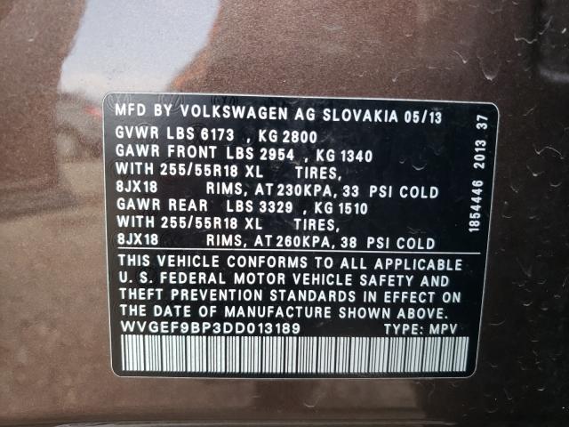 Photo 9 VIN: WVGEF9BP3DD013189 - VOLKSWAGEN TOUAREG 