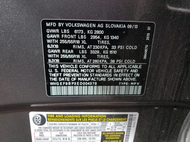 Photo 12 VIN: WVGEF9BP3ED004378 - VOLKSWAGEN TOUAREG V6 