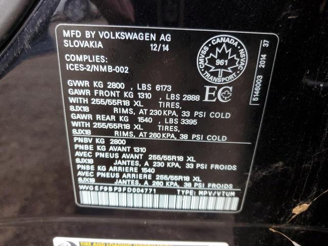 Photo 12 VIN: WVGEF9BP3FD004771 - VOLKSWAGEN TOUAREG V6 