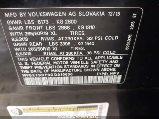 Photo 8 VIN: WVGEF9BP3GD010636 - VOLKSWAGEN TOUAREG 