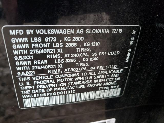 Photo 9 VIN: WVGEF9BP3GD011012 - VOLKSWAGEN TOUAREG SP 