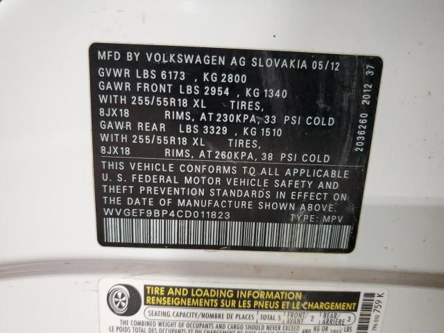 Photo 12 VIN: WVGEF9BP4CD011823 - VOLKSWAGEN TOUAREG V6 