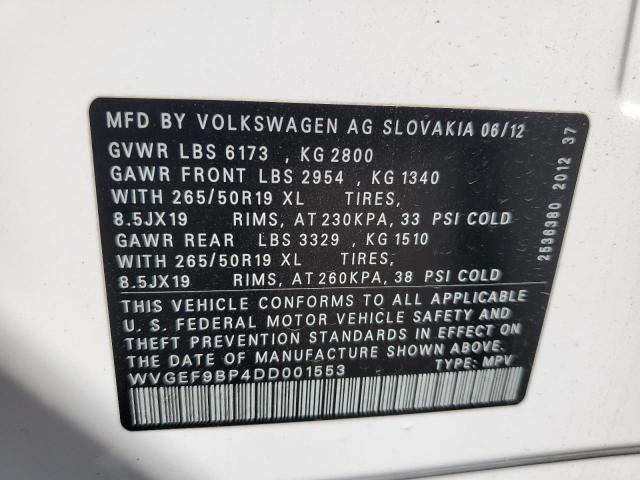 Photo 13 VIN: WVGEF9BP4DD001553 - VOLKSWAGEN TOUAREG V6 