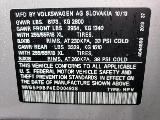 Photo 11 VIN: WVGEF9BP4ED004938 - VOLKSWAGEN TOUAREG V6 