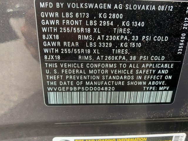 Photo 9 VIN: WVGEF9BP5DD004820 - VOLKSWAGEN TOUAREG V6 