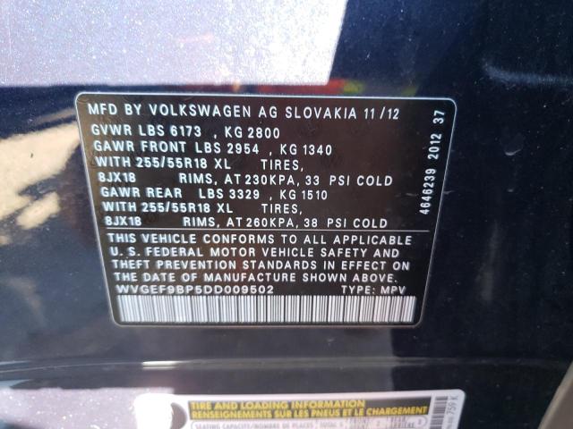 Photo 9 VIN: WVGEF9BP5DD009502 - VOLKSWAGEN TOUAREG 