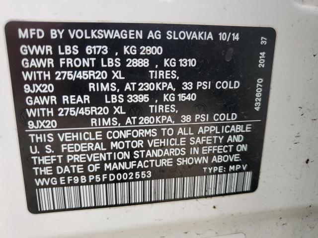 Photo 12 VIN: WVGEF9BP5FD002553 - VOLKSWAGEN TOUAREG V6 