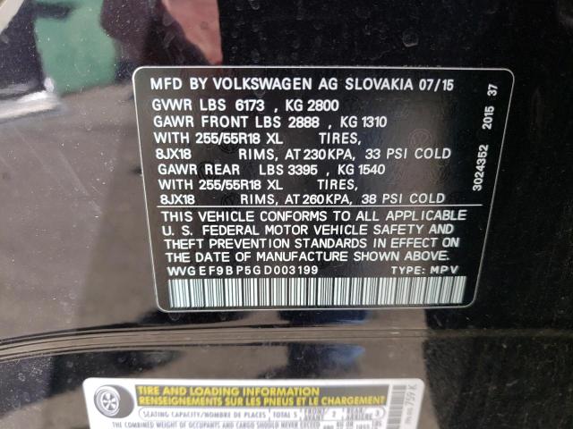 Photo 12 VIN: WVGEF9BP5GD003199 - VOLKSWAGEN TOUAREG 