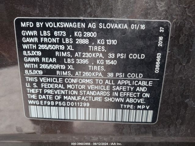 Photo 8 VIN: WVGEF9BP5GD011299 - VOLKSWAGEN TOUAREG 