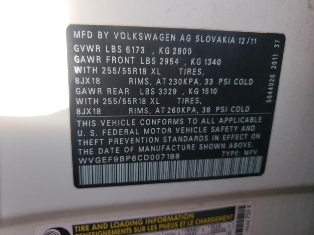 Photo 11 VIN: WVGEF9BP6CD007188 - VOLKSWAGEN TOUAREG 