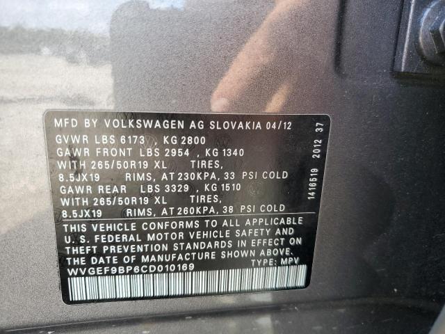 Photo 9 VIN: WVGEF9BP6CD010169 - VOLKSWAGEN TOUAREG V6 