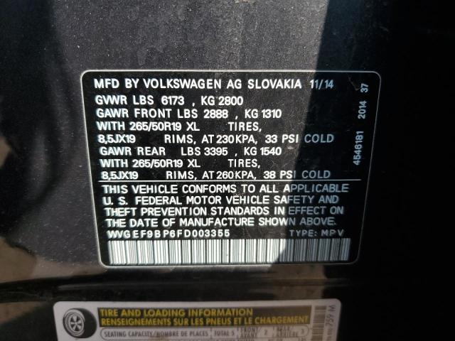 Photo 12 VIN: WVGEF9BP6FD003355 - VOLKSWAGEN TOUAREG V6 