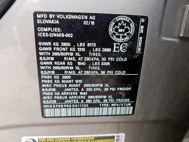 Photo 8 VIN: WVGEF9BP6GD011702 - VOLKSWAGEN TOUAREG 