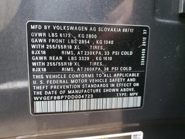 Photo 12 VIN: WVGEF9BP7DD004723 - VOLKSWAGEN TOUAREG 