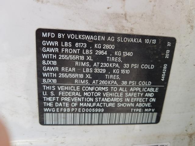 Photo 9 VIN: WVGEF9BP7ED005999 - VOLKSWAGEN TOUAREG 