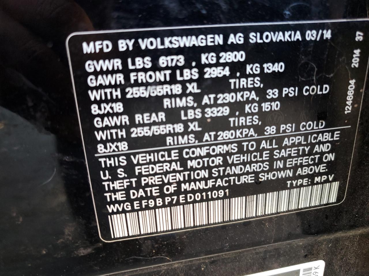 Photo 12 VIN: WVGEF9BP7ED011091 - VOLKSWAGEN TOUAREG 