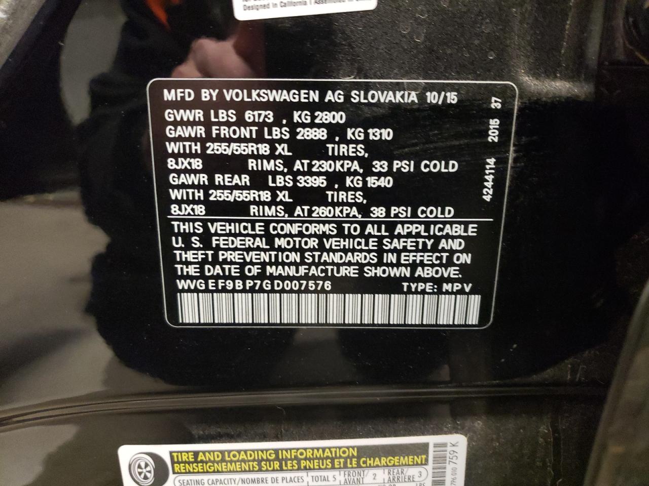 Photo 13 VIN: WVGEF9BP7GD007576 - VOLKSWAGEN TOUAREG 