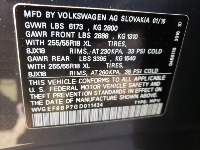 Photo 9 VIN: WVGEF9BP7GD011434 - VOLKSWAGEN TOUAREG 