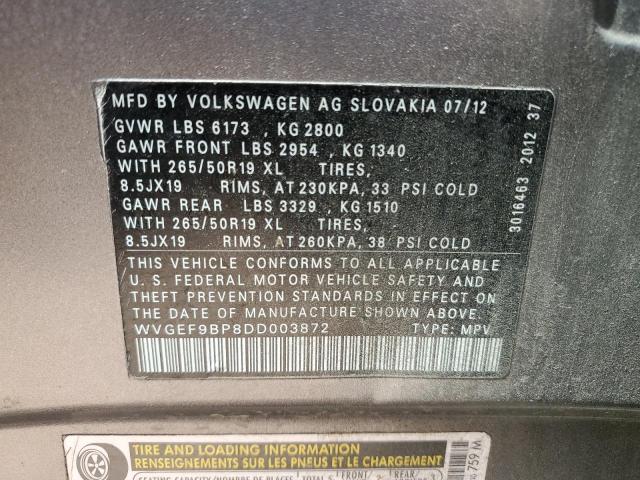 Photo 11 VIN: WVGEF9BP8DD003872 - VOLKSWAGEN TOUAREG 