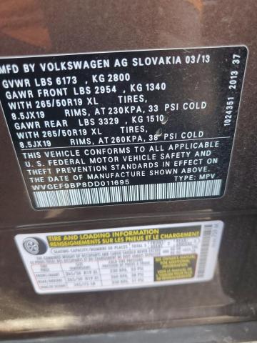 Photo 11 VIN: WVGEF9BP8DD011695 - VOLKSWAGEN TOUAREG 