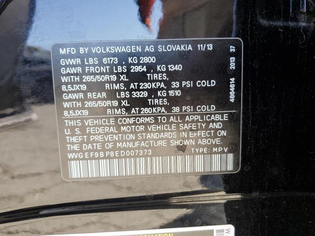 Photo 12 VIN: WVGEF9BP8ED007373 - VOLKSWAGEN TOUAREG V6 