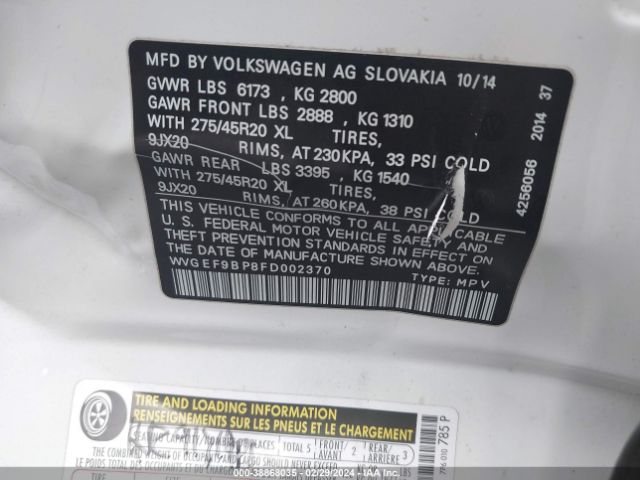 Photo 8 VIN: WVGEF9BP8FD002370 - VOLKSWAGEN TOUAREG 