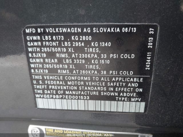 Photo 8 VIN: WVGEF9BP8FD006418 - VOLKSWAGEN TOUAREG 