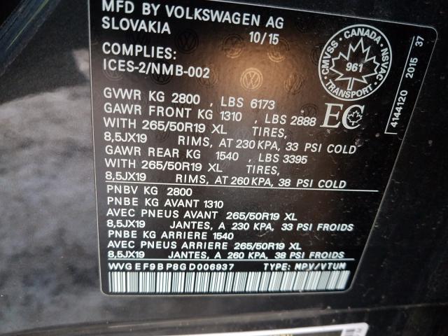 Photo 9 VIN: WVGEF9BP8GD006937 - VOLKSWAGEN TOUAREG SP 