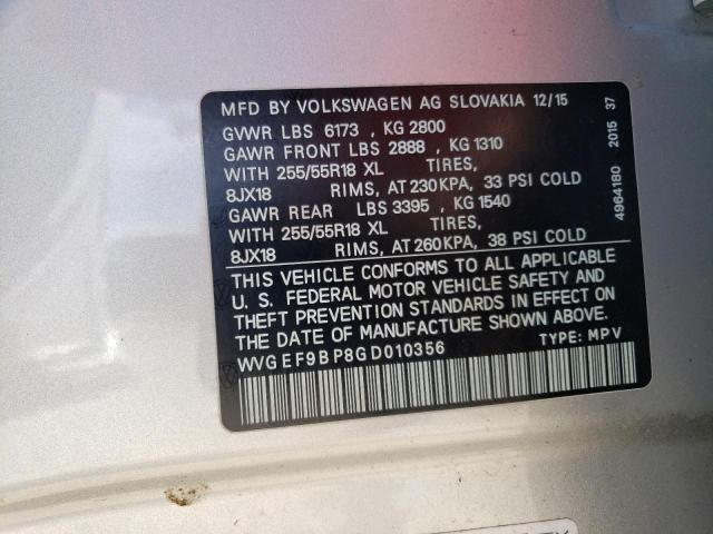 Photo 12 VIN: WVGEF9BP8GD010356 - VOLKSWAGEN TOUAREG 