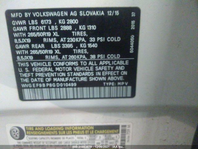 Photo 8 VIN: WVGEF9BP8GD010499 - VOLKSWAGEN TOUAREG 