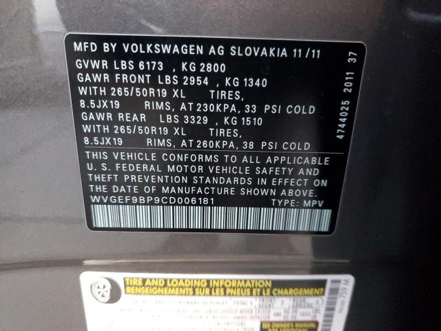 Photo 9 VIN: WVGEF9BP9CD006181 - VOLKSWAGEN TOUAREG V6 