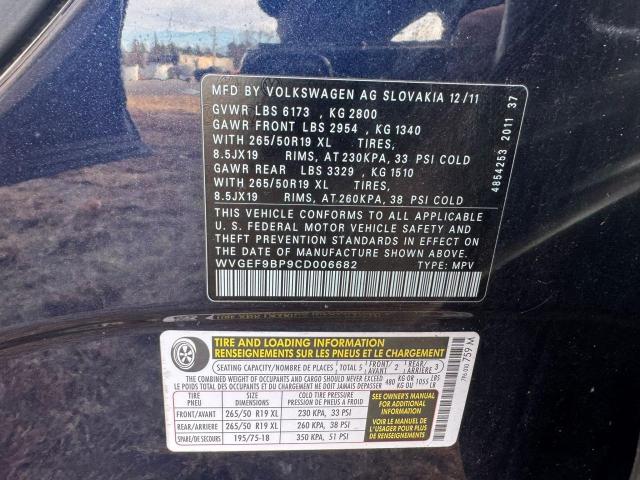 Photo 9 VIN: WVGEF9BP9CD006682 - VOLKSWAGEN TOUAREG V6 