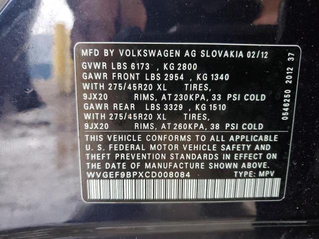 Photo 12 VIN: WVGEF9BPXCD008084 - VOLKSWAGEN TOUAREG V6 