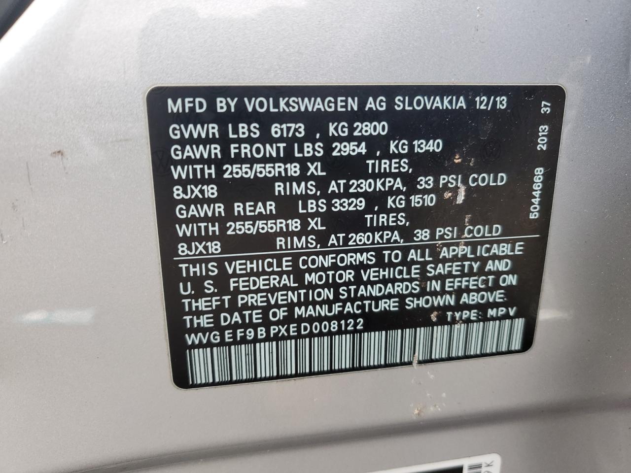 Photo 11 VIN: WVGEF9BPXED008122 - VOLKSWAGEN TOUAREG 