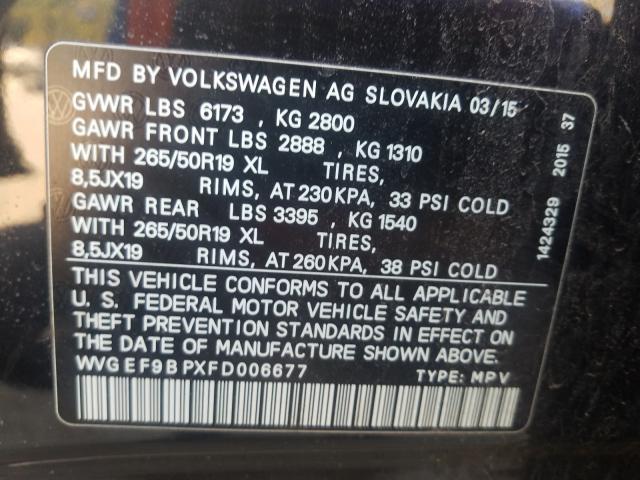 Photo 9 VIN: WVGEF9BPXFD006677 - VOLKSWAGEN TOUAREG V6 