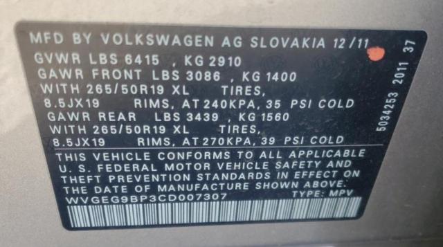 Photo 9 VIN: WVGEG9BP3CD007307 - VOLKSWAGEN TOUAREG HY 