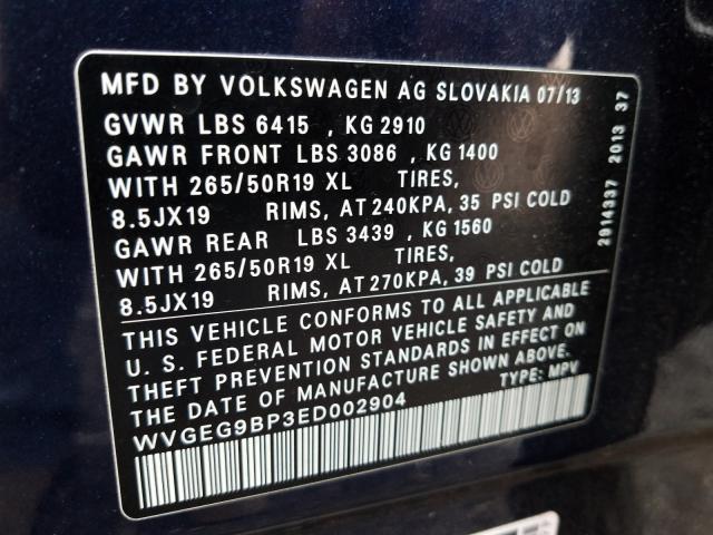 Photo 9 VIN: WVGEG9BP3ED002904 - VOLKSWAGEN TOUAREG 