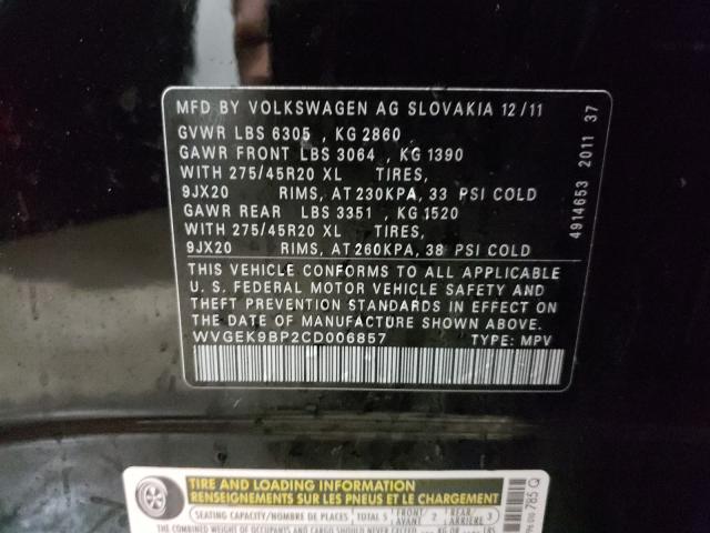 Photo 9 VIN: WVGEK9BP2CD006857 - VOLKSWAGEN TOUAREG 